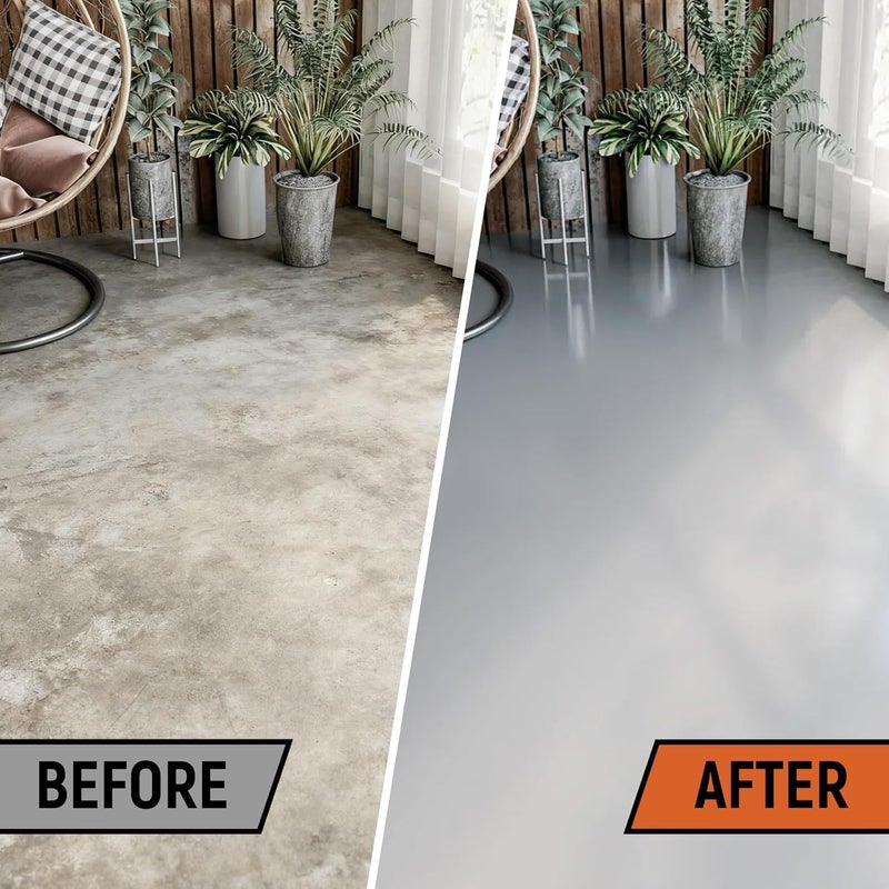YOA Professional Epoxy Floor Coating (1-Gallon), Smoke Gray Acrylic Concrete Paint, Suitable for Indoor, Garage, Basement, Etc. Single Component Formula, Scratch Resistant, Low VOC, Ready to Use - Image 2